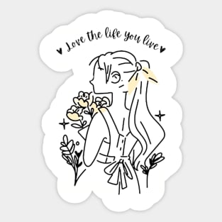 Aesthetic motivational girl line drawing Sticker